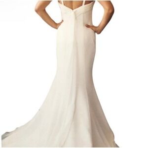 Ivory Ian Stuart Bride Elegant Embellished Wedding Dress Mermaid Train Size 10